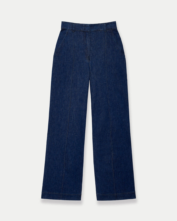 High Waisted Denim Trouser