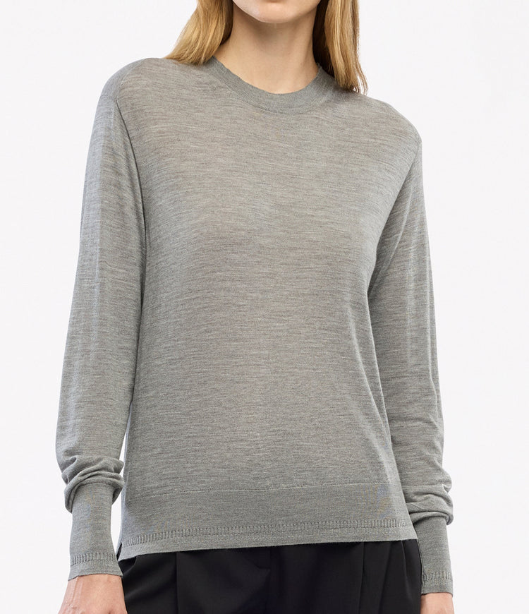 Featherweight Wool Crew in Grey