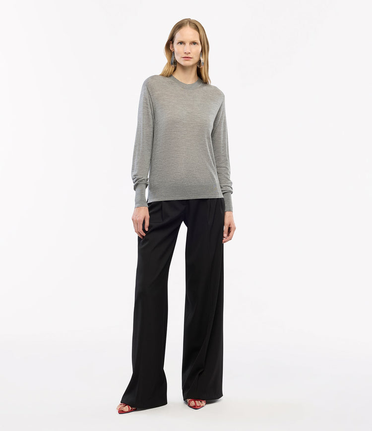 Featherweight Wool Crew in Grey