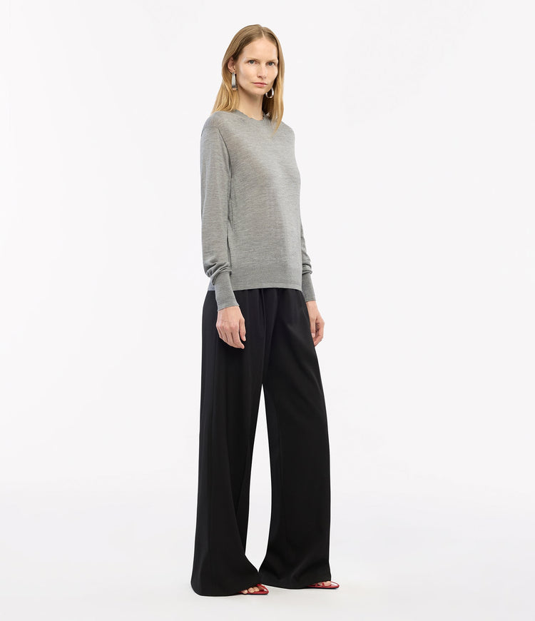 Featherweight Wool Crew in Grey