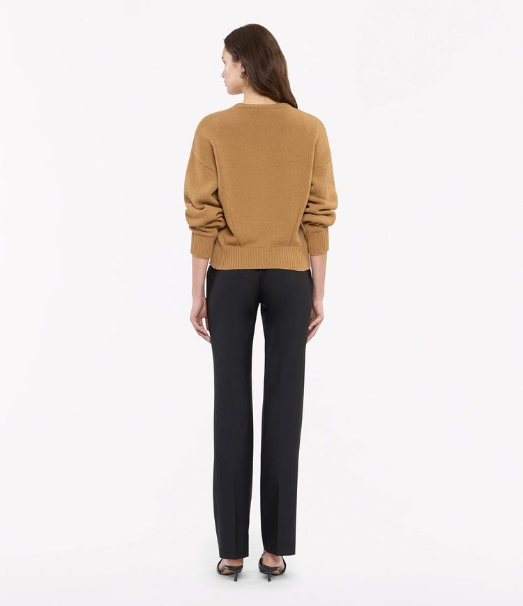 Cashmere Knit Sweatshirt in Camel