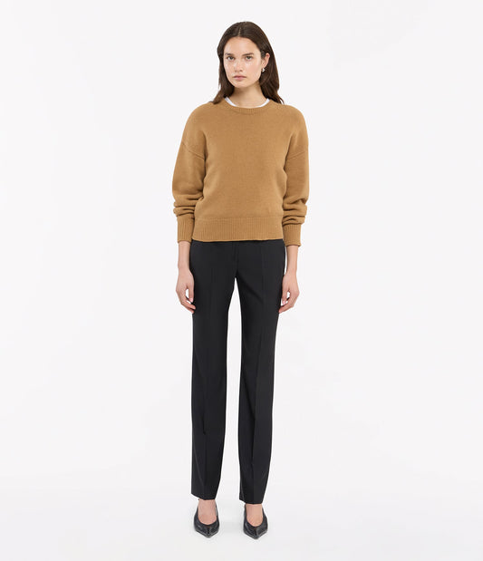 Cashmere Knit Sweatshirt in Camel