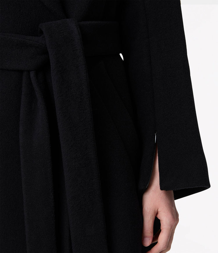Double Breasted Wrap Coat in Black