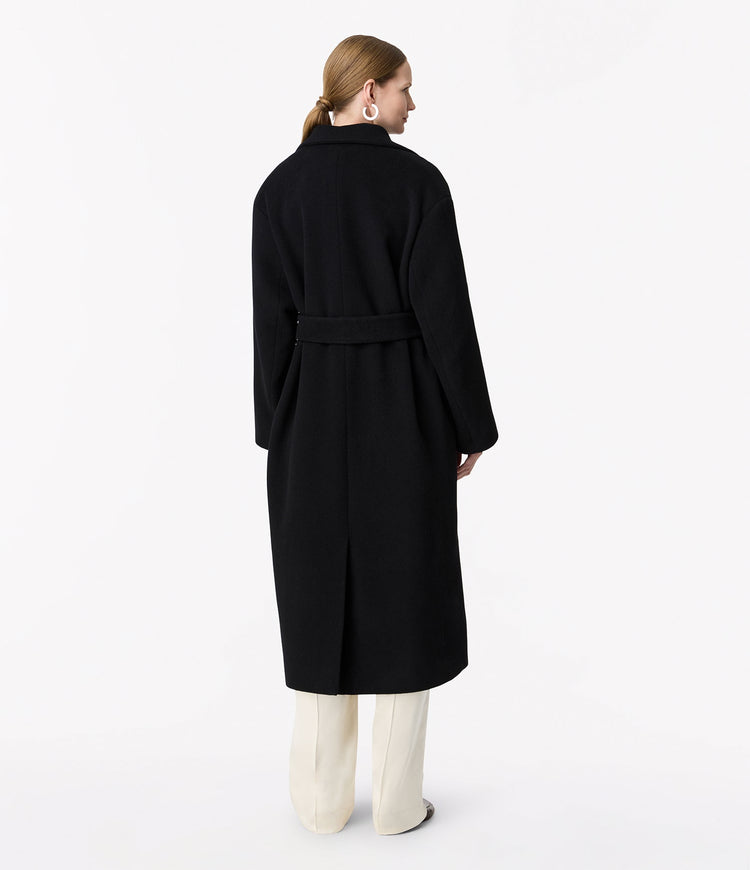 Double Breasted Wrap Coat in Black