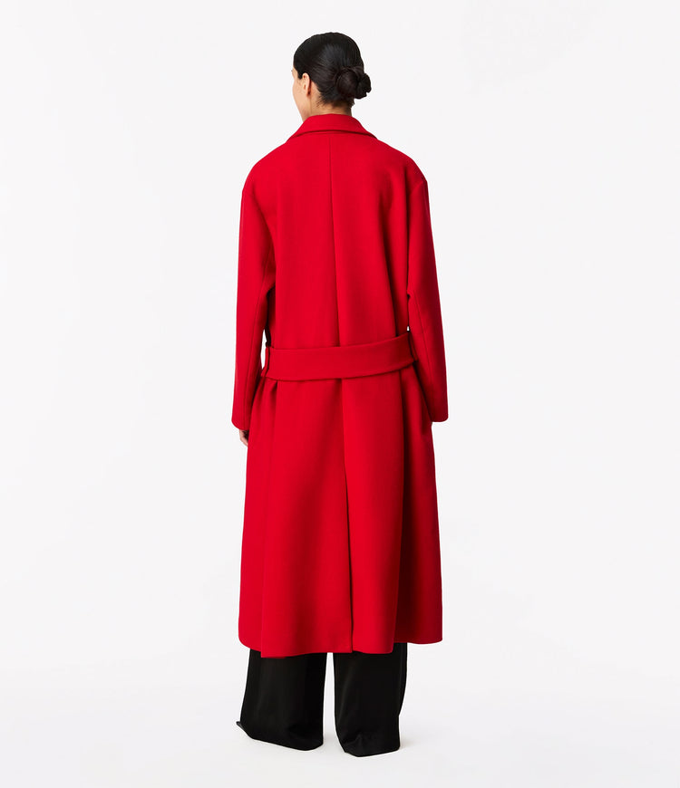Cashmere Wrap Coat in Scarlet
