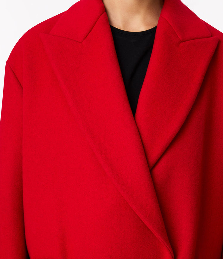 Cashmere Wrap Coat in Scarlet