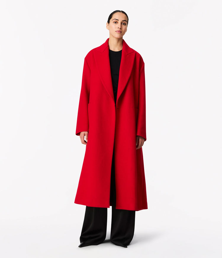 Cashmere Wrap Coat in Scarlet