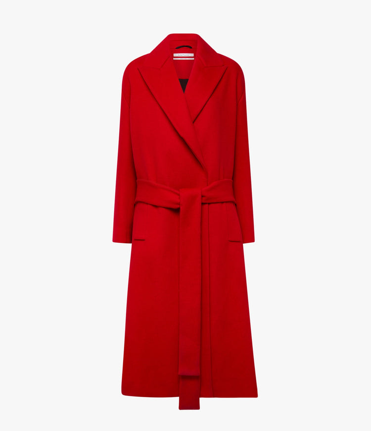 Cashmere Wrap Coat in Scarlet