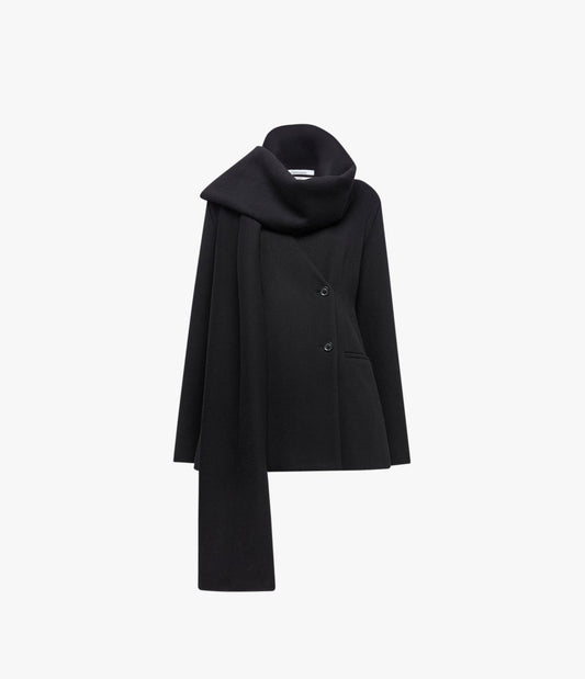 Short Scarf Coat in Black