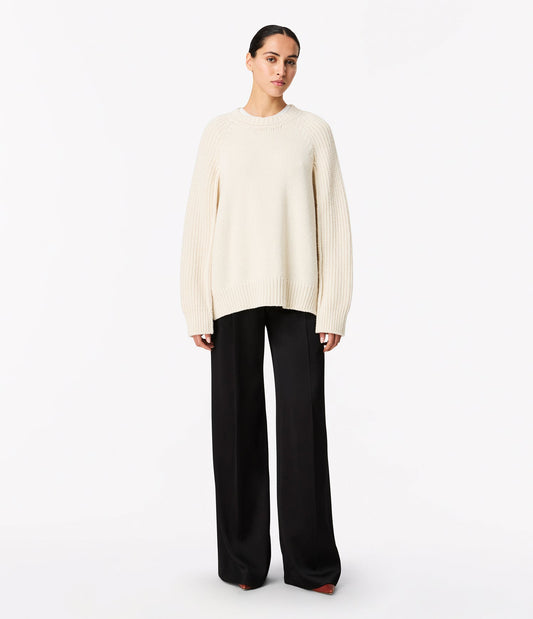 Cashmere Oversized Crewneck in Ivory