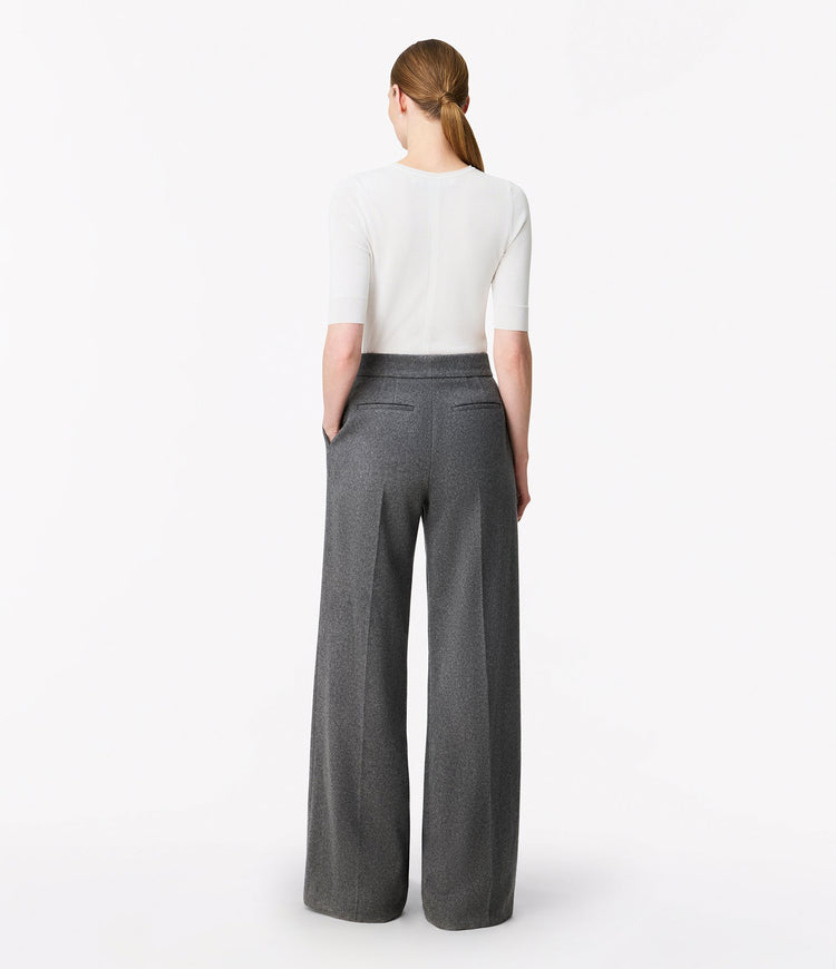 Cashmere Pleated Trouser in Medium Melange Grey