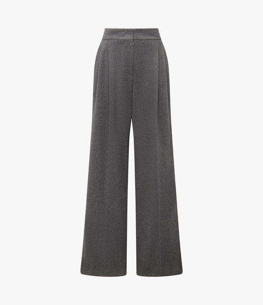 Cashmere Pleated Trouser in Medium Melange Grey