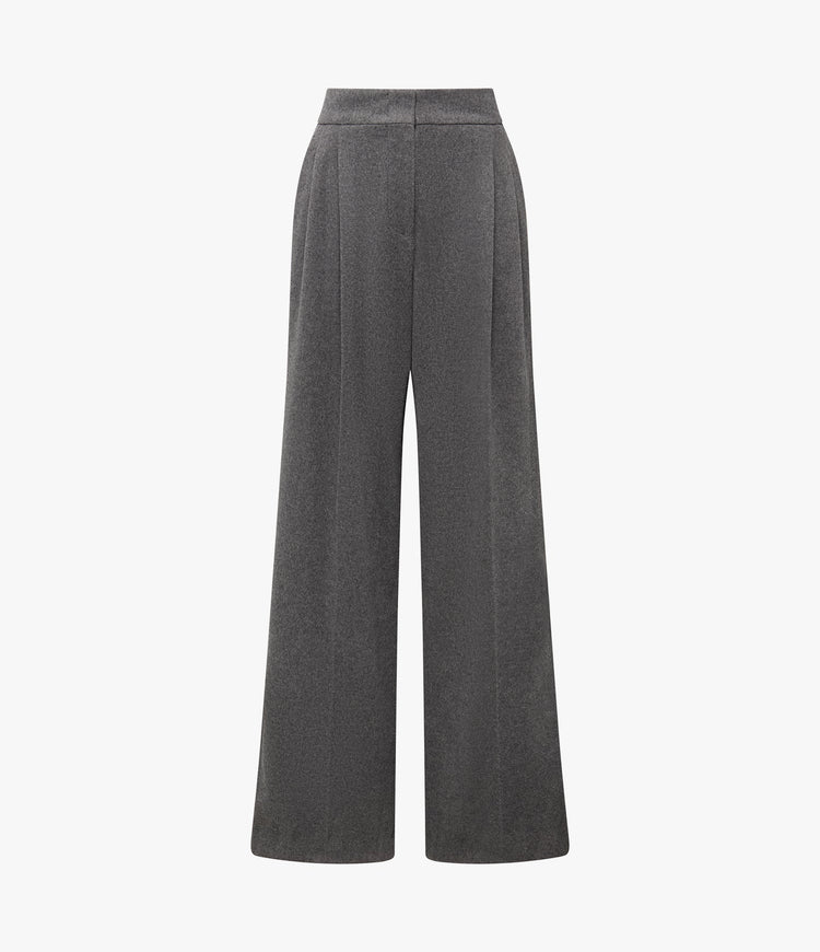 Cashmere Pleated Trouser in Medium Melange Grey