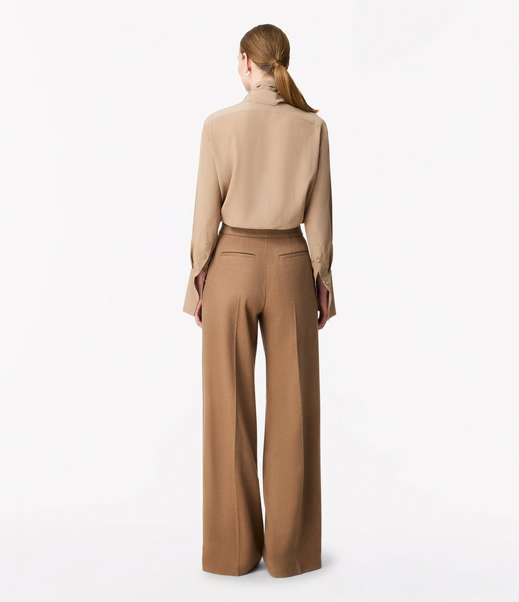 Cashmere Pleated Trouser in Camel