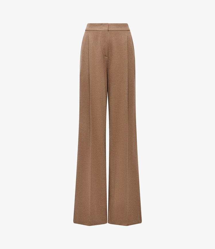 Cashmere Pleated Trouser in Camel
