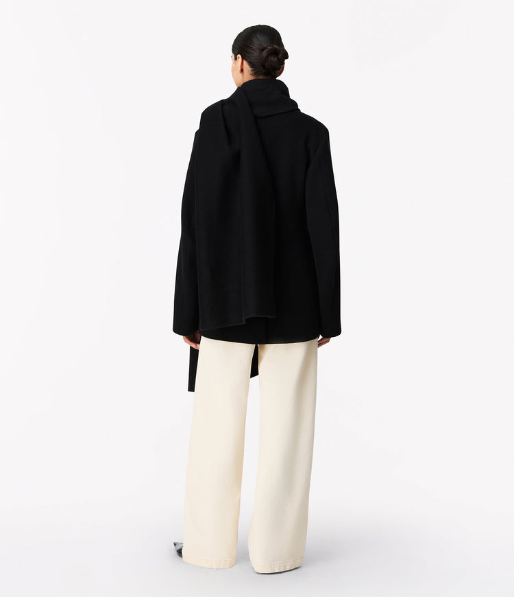 Short Scarf Coat in Black