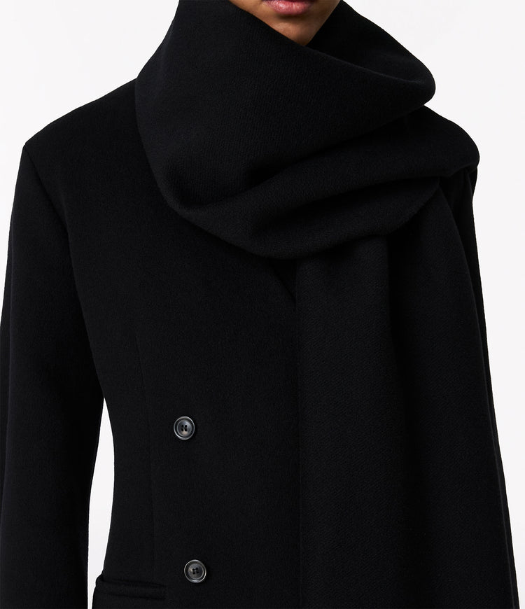 Short Scarf Coat in Black