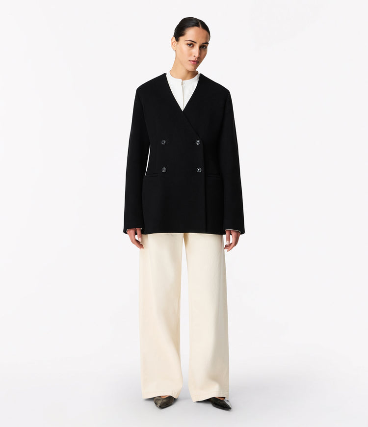 Short Scarf Coat in Black