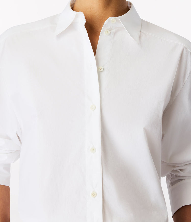 Pleat Back Poplin Shirt in White