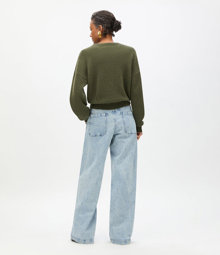 Cashmere Knit Sweatshirt in Moss