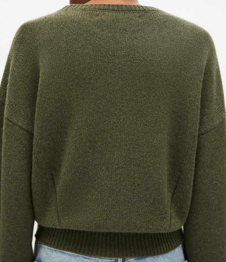 Cashmere Knit Sweatshirt in Moss