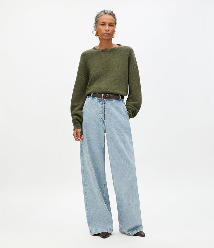 Cashmere Knit Sweatshirt in Moss