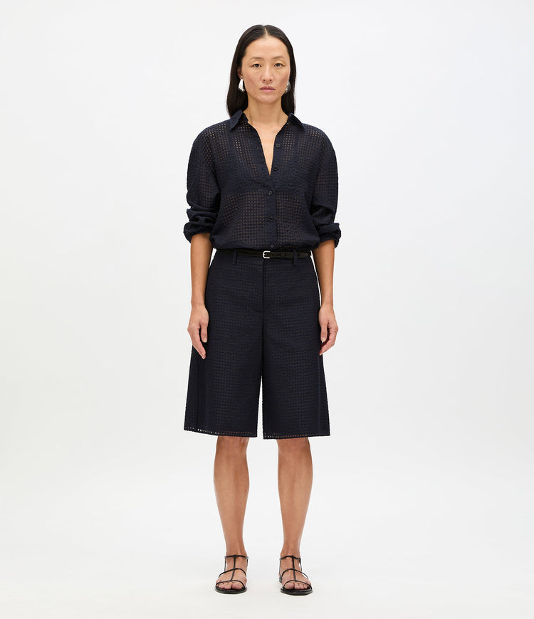 Gingham Bermuda Short in Black