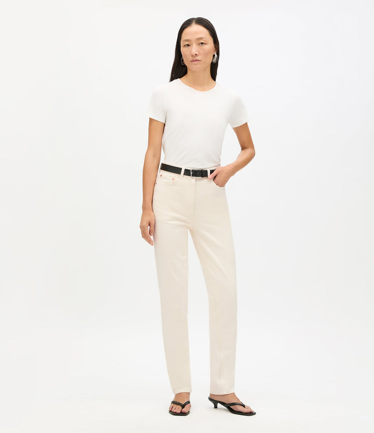 Slim Denim Pant in Ecru