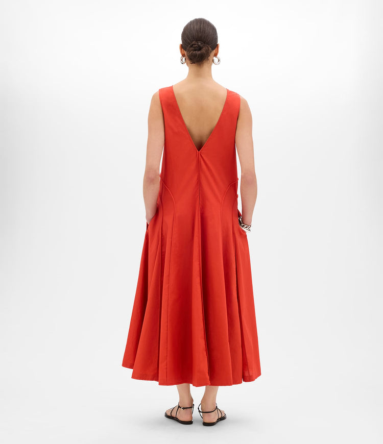 Full Skirt Dress in Vermilion