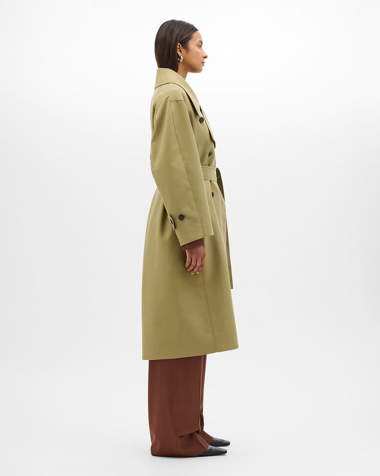 Double Face Trench in Olive