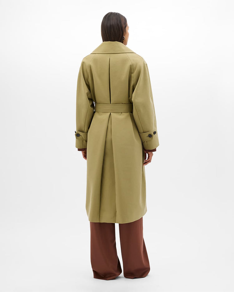 Double Face Trench in Olive
