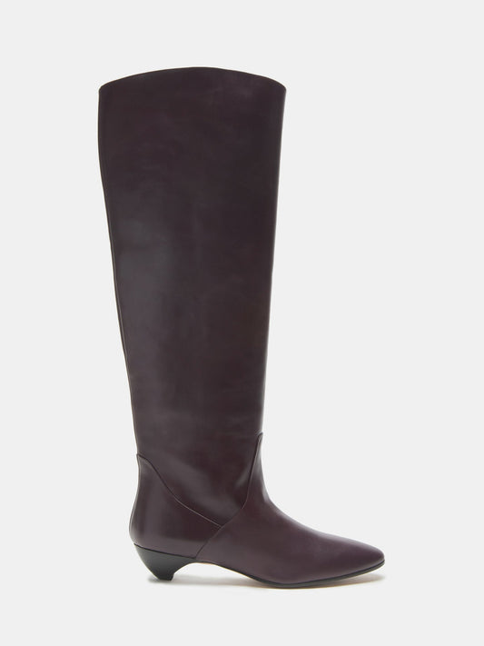 Allegra Riding Boot in Plum Leather