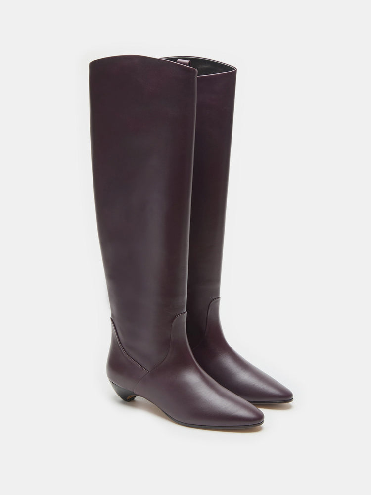 Allegra Riding Boot in Plum Leather