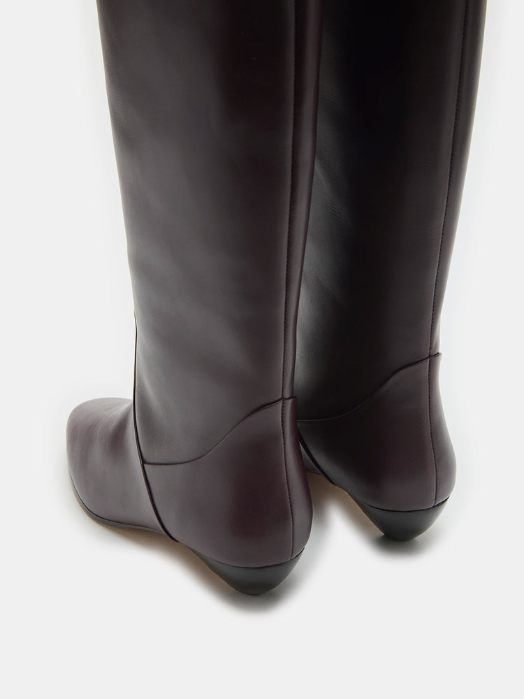 Allegra Riding Boot in Plum Leather