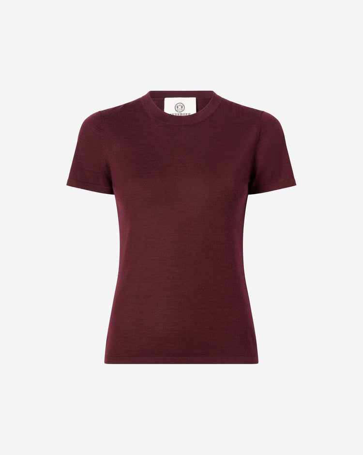 The T-Shirt in Cashmere and Silk in Dark Wine