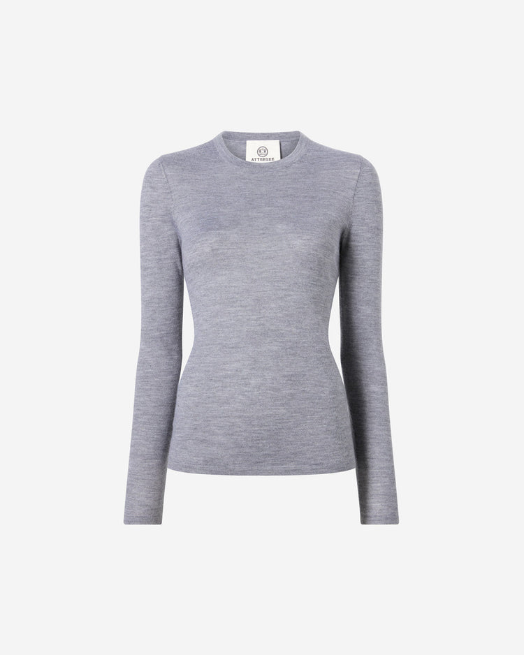 The Long-Sleeve Shirt in Cashmere and Silk in Dark Grey