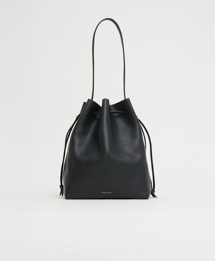 Drawstring Cabas in Black