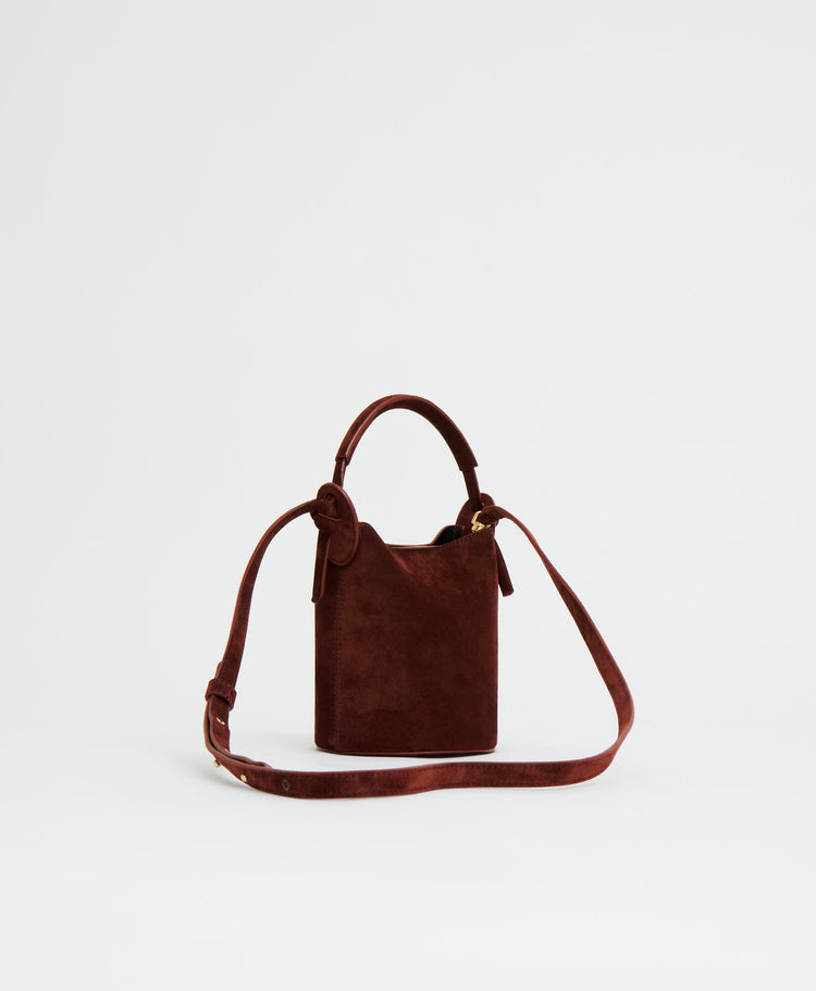 Mini Mini Fortuna Bucket in Chocolate Suede