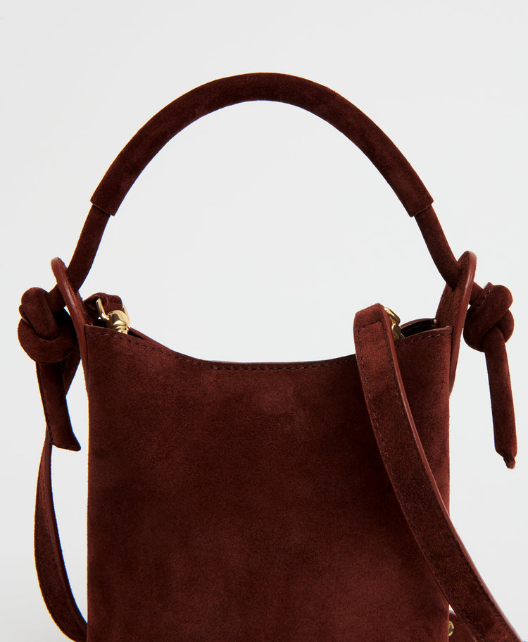 Mini Mini Fortuna Bucket in Chocolate Suede
