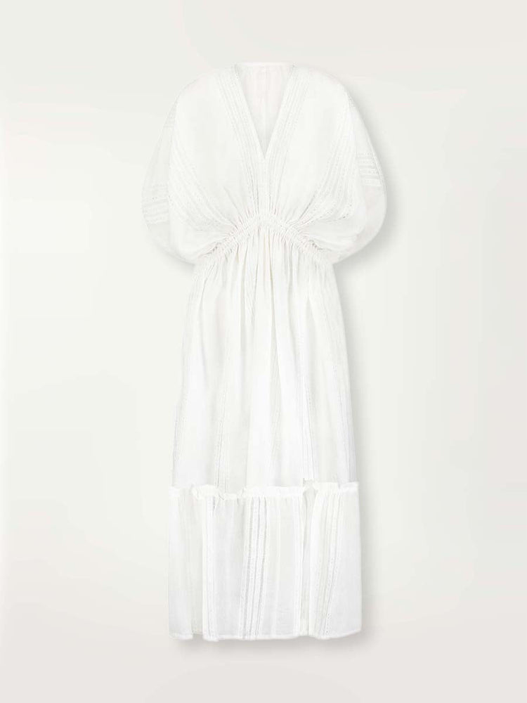 Leila Plunge Dress in Abira White