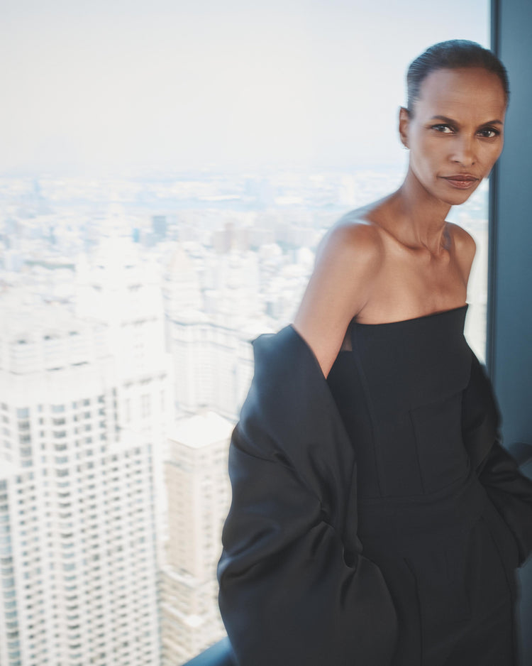 Double Face Architectural Bustier in Black