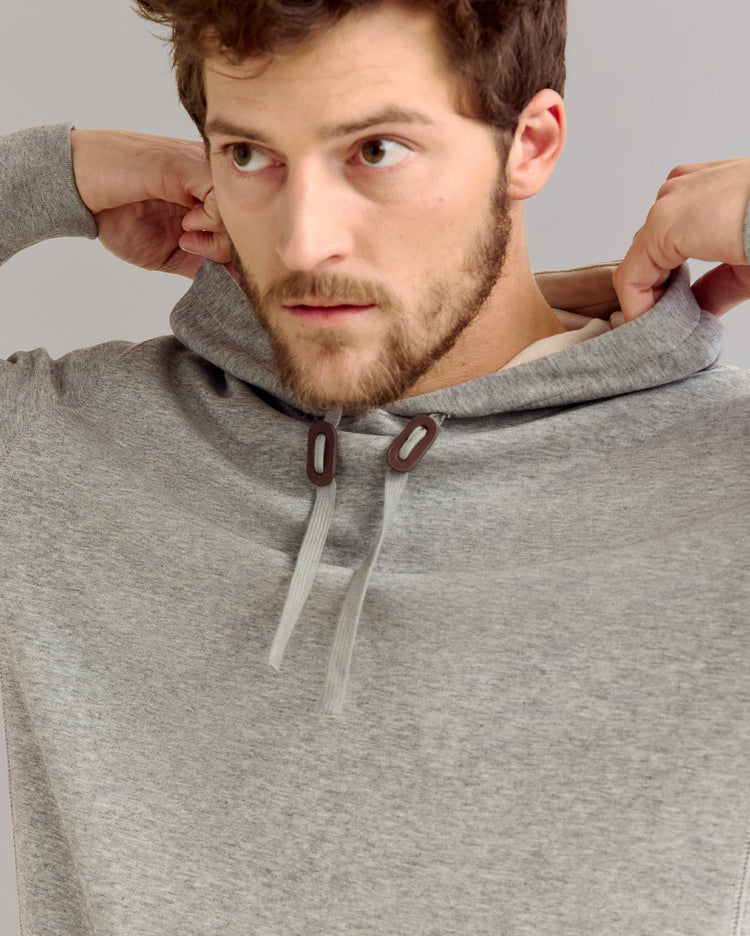 Rib Hoodie Pullover in Flint Grey