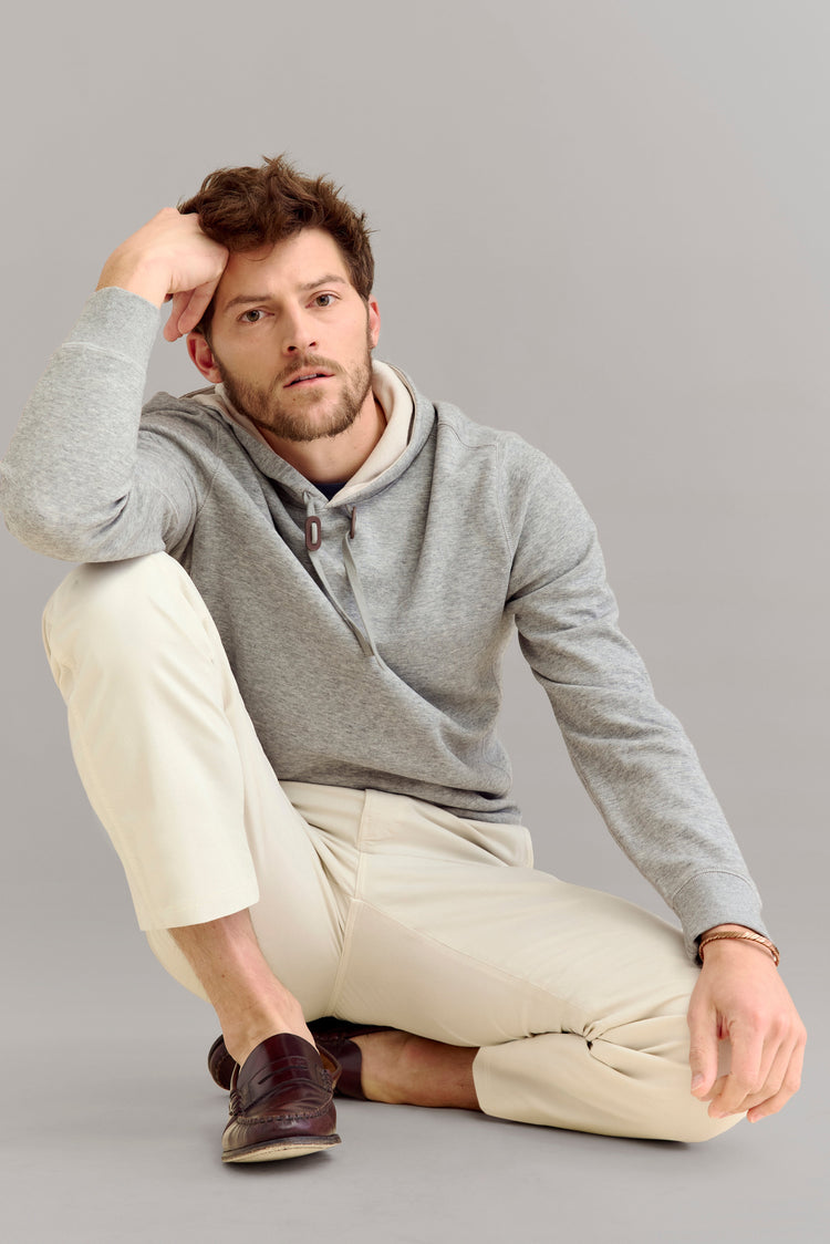 Rib Hoodie Pullover in Flint Grey