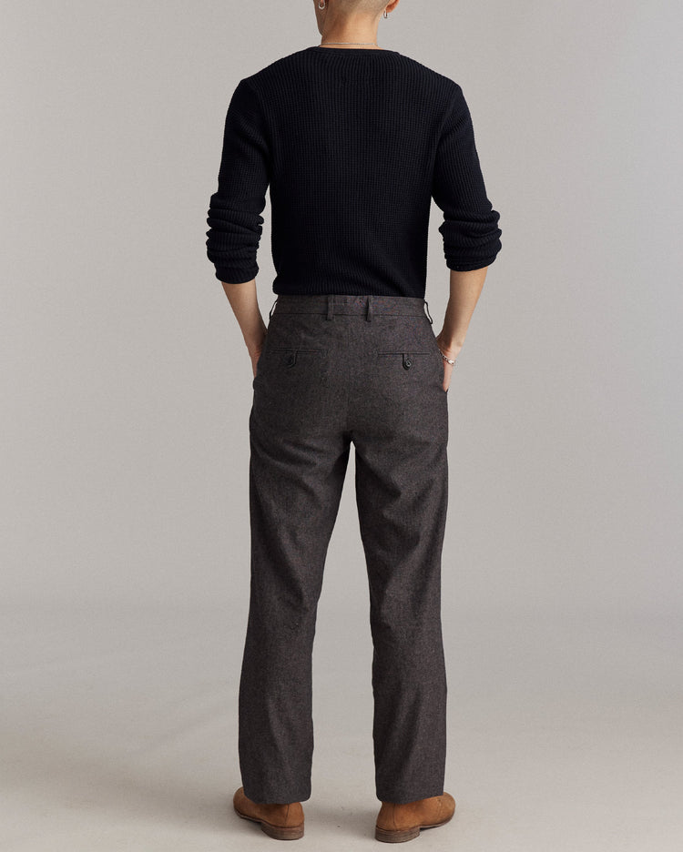 Chambray Flat Front Pant in Charcoal