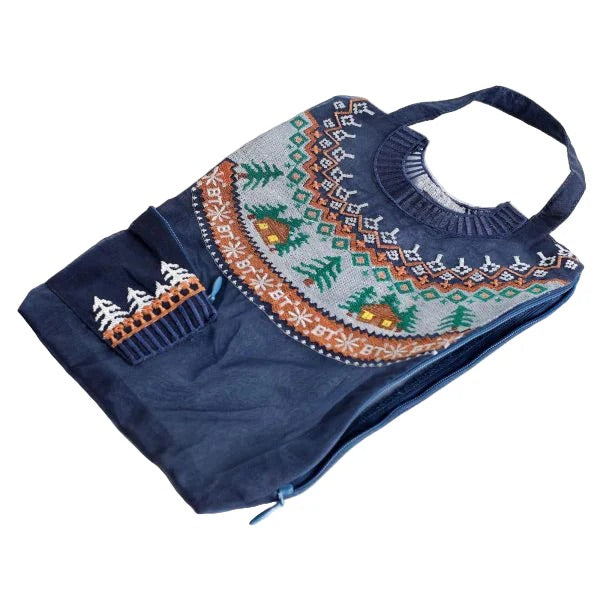 Large Blue Sweater Pouch