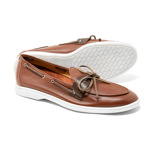 Men’s Brown Pebbled Leather Barca Boat Shoe