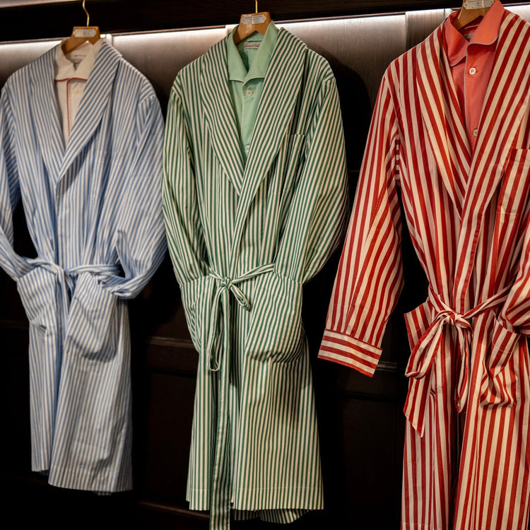 George Cortina Striped Robe in Green