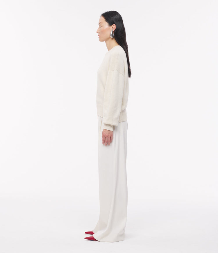 Cashmere Knit Sweatshirt in Ivory