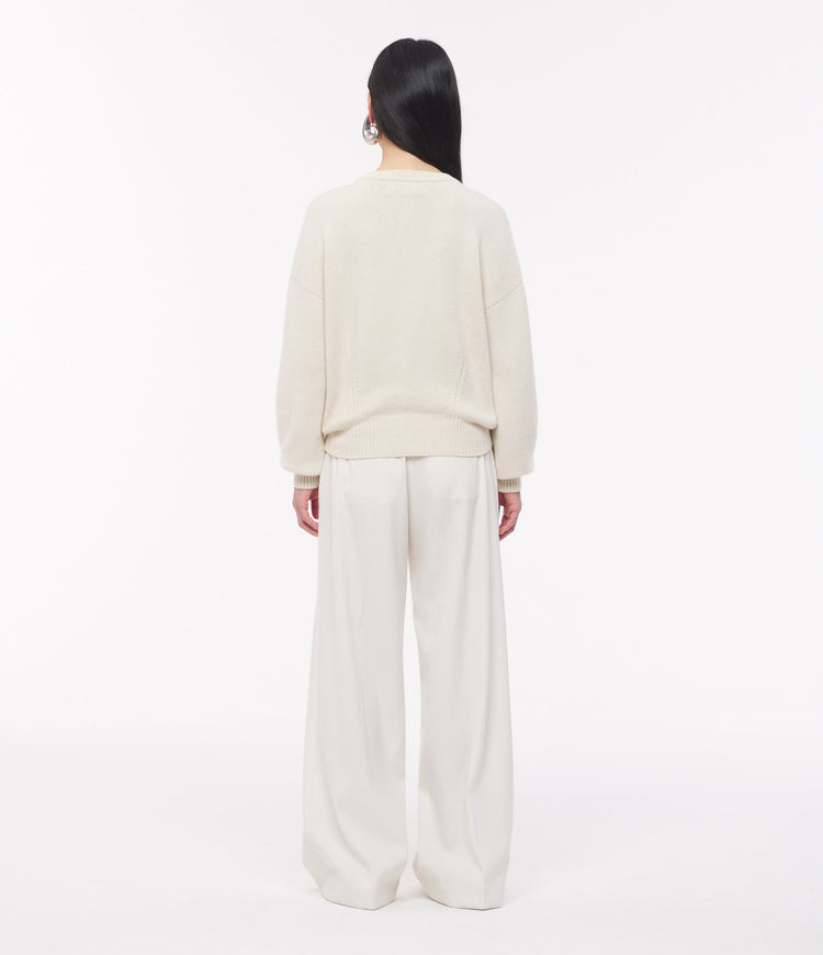 Cashmere Knit Sweatshirt in Ivory