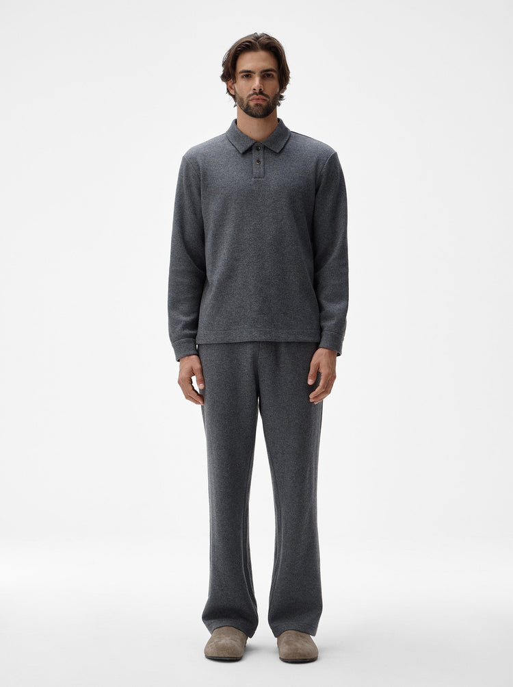 Cashmere Wool Long Sleeve Polo